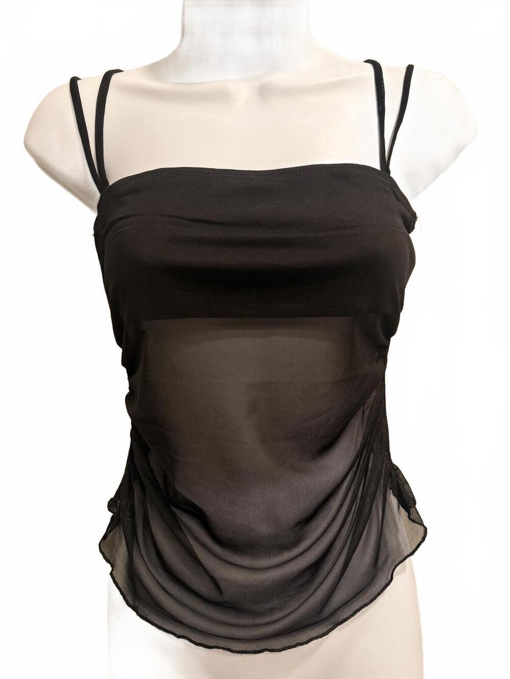 BNWT See You Monday Black Sheer Mesh Ruched Cami Top | Size M